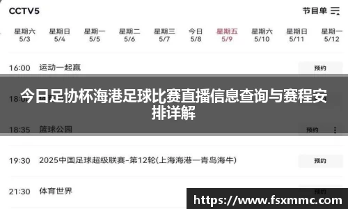 今日足协杯海港足球比赛直播信息查询与赛程安排详解